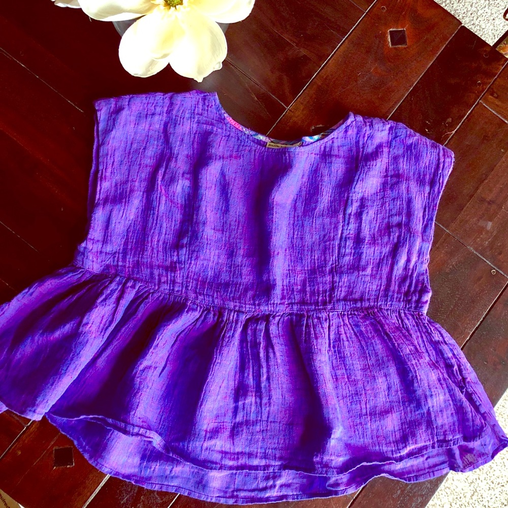 Anthropologie purple linen blouse.
